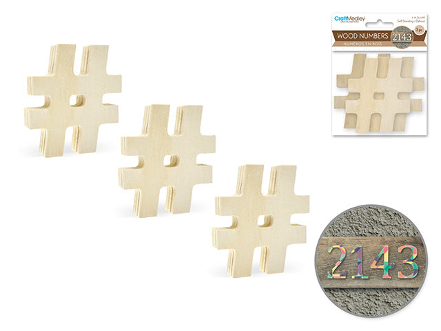 Numéros en bois 2 po (paquet de 3)