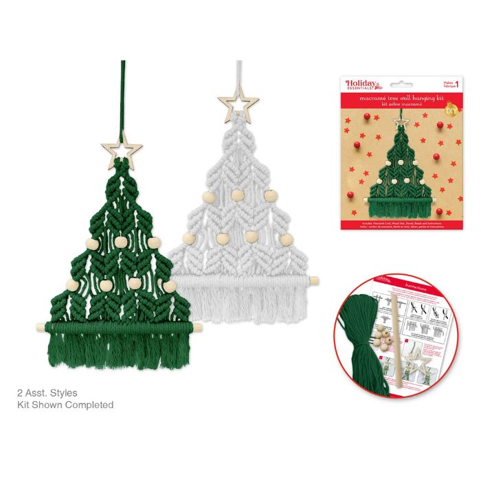 Ensemble de sapin en macramé blanc/vert à fabriquer