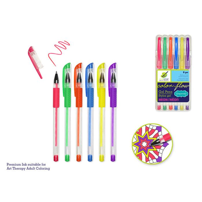 Stylo gel couleur néon (paquet de 6)