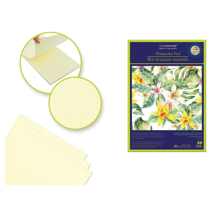 Bloc de feuille pour aquarelle 5,8 po x 8,3 po (20 pages)