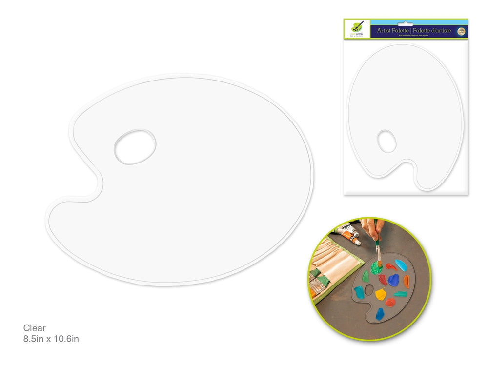 Palette d'artiste 8,5 po x 10,6 po plastique clair