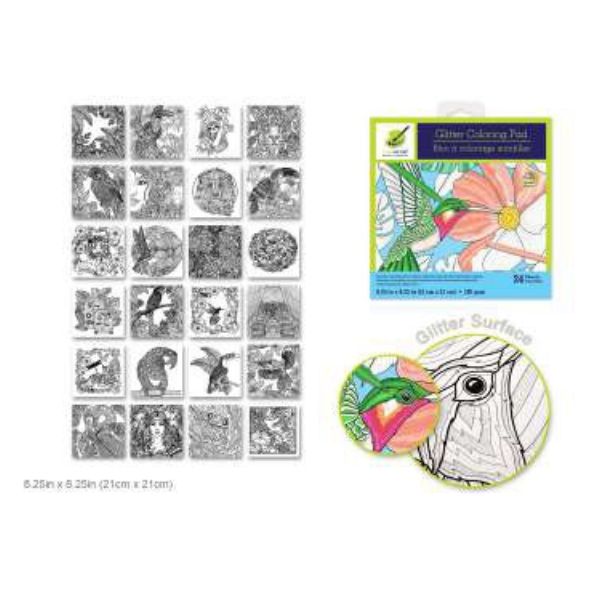 Bloc de coloriage brillant 8,25 po x 8,25 po animaux exotiques (24 pages)