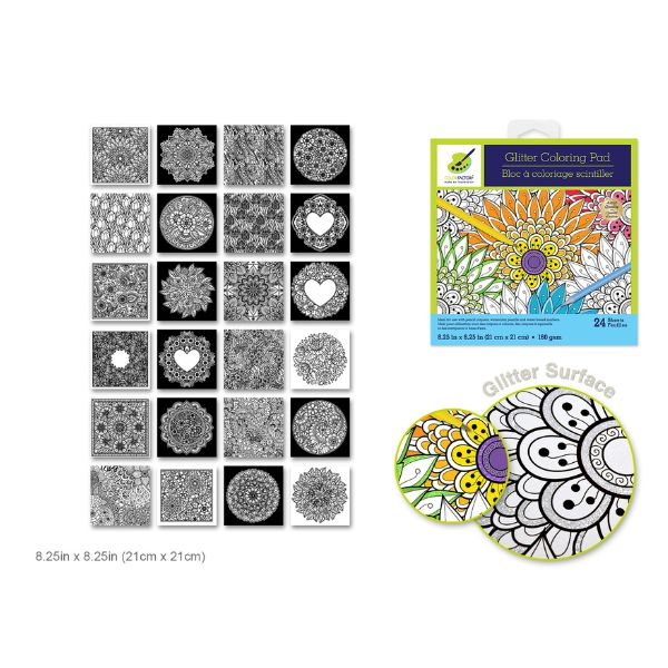 Bloc de coloriage brillant 8,25 po x 8,25 po fleurs abstraites (24 pages)
