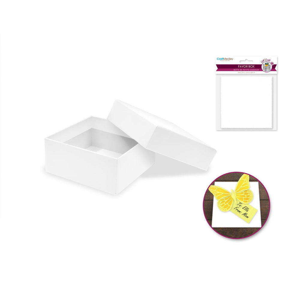 Boîte cadeau 8,4 cm x 8,4 cm x 3,8 cm blanc scintillant