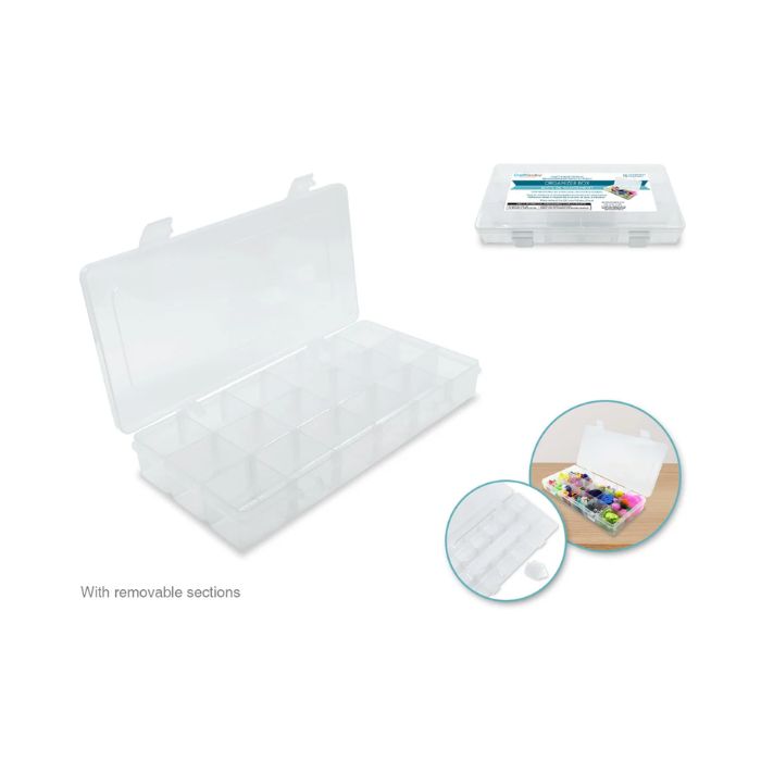 Boîte de rangement claire avec 18 compartiments 9,1 po x 4,4 po x 1,3 po