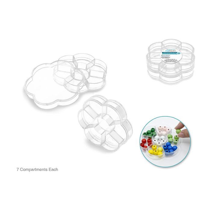 Boîte de rangement 4 po en forme de fleur avec 7 compartiments (paquet de 2)