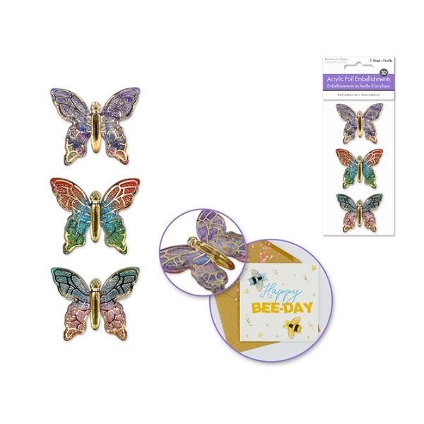 Embellissements en acrylique 3D papillon