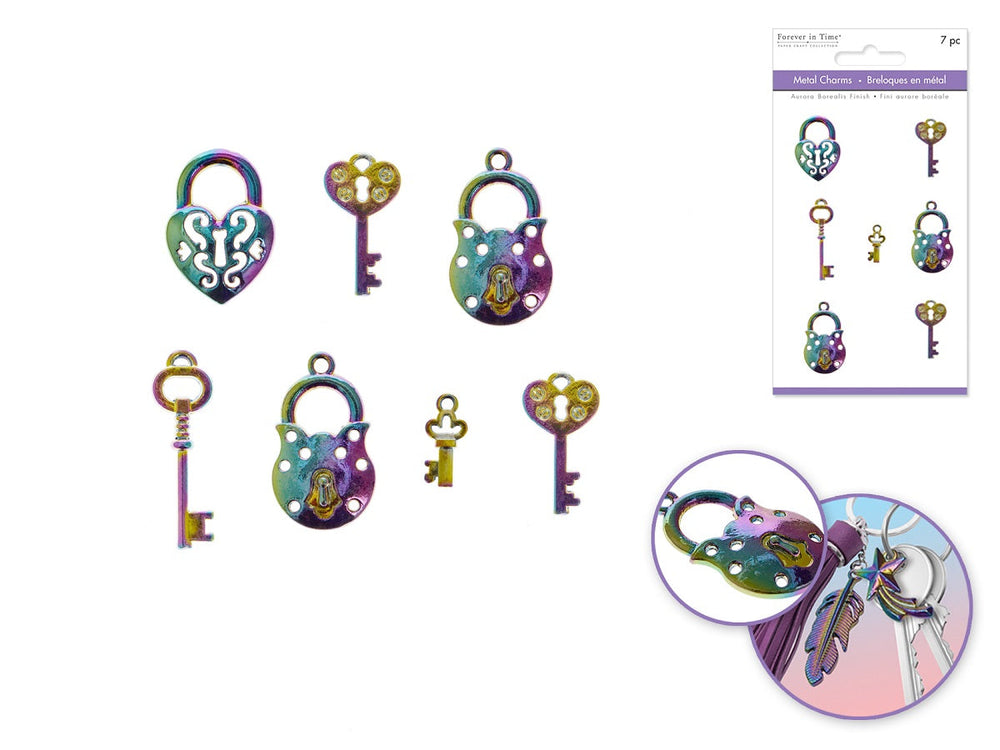 Breloque en métal cadenas et clés (paquet de 5)