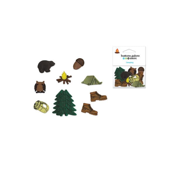 Bouton d'embellissement en résine camping (paquet de 9)