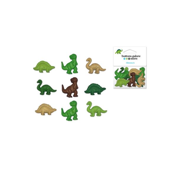 Bouton d'embellissement en résine dinosaures (paquet de 9)