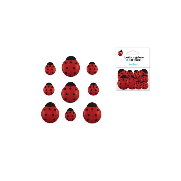 Bouton d'embellissement en résine coccinelles (paquet de 9)