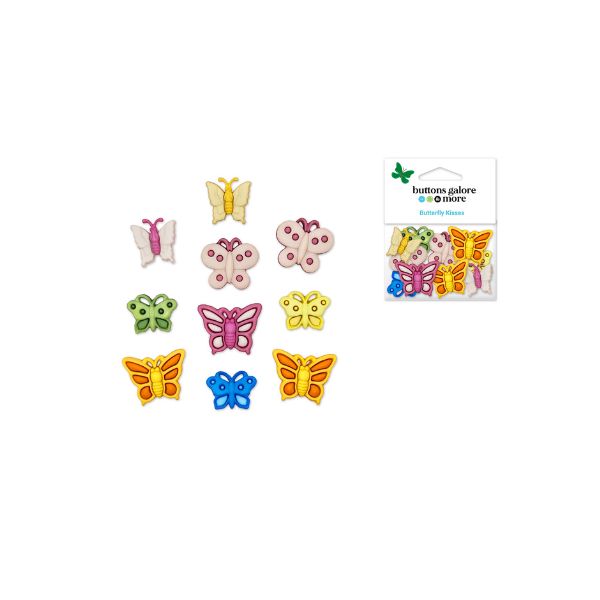 Bouton d'embellissement en résine papillons colorés (paquet de 10)