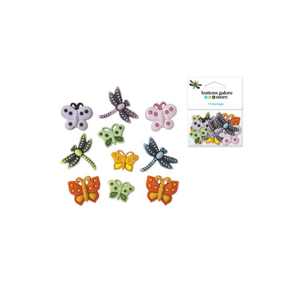 Bouton d'embellissement en résine libellules et papillons (paquet de 10)