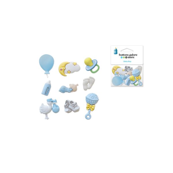 Bouton d'embellissement en résine bébé bleu (paquet de 9)