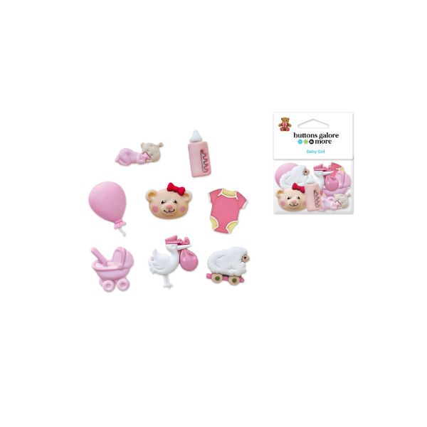 Bouton d'embellissement en résine bébé rose (paquet de 8)