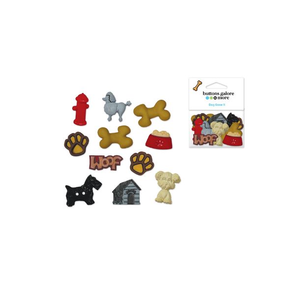 Bouton d'embellissement en résine promenade du chien (paquet de 11)