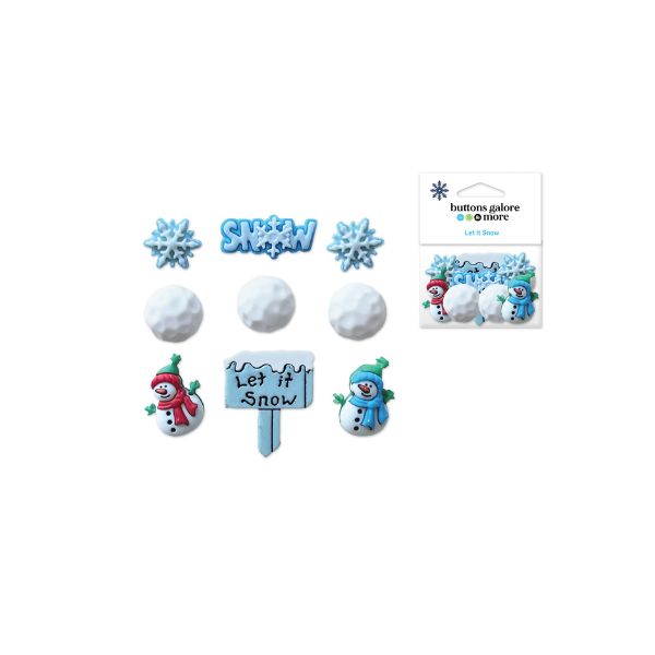 Bouton d'embellissement en résine jour de neige (paquet de 9)