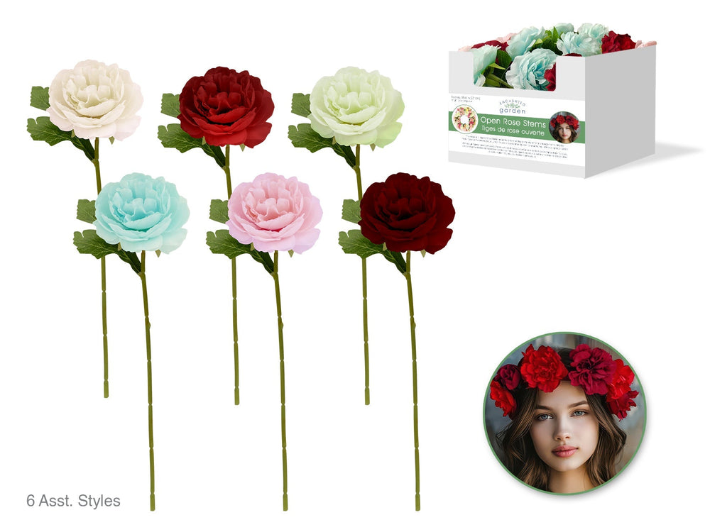 Tige de rose ouverte artificielle 10 po