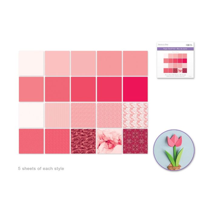 Tablette de papier 4 po x 4 po rose (100 pages)