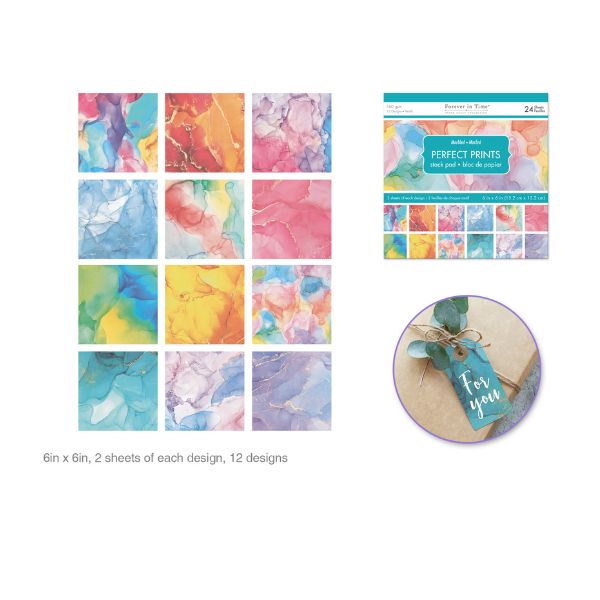 Bloc de papiers 6 po x 6 po marbré (24 feuilles)