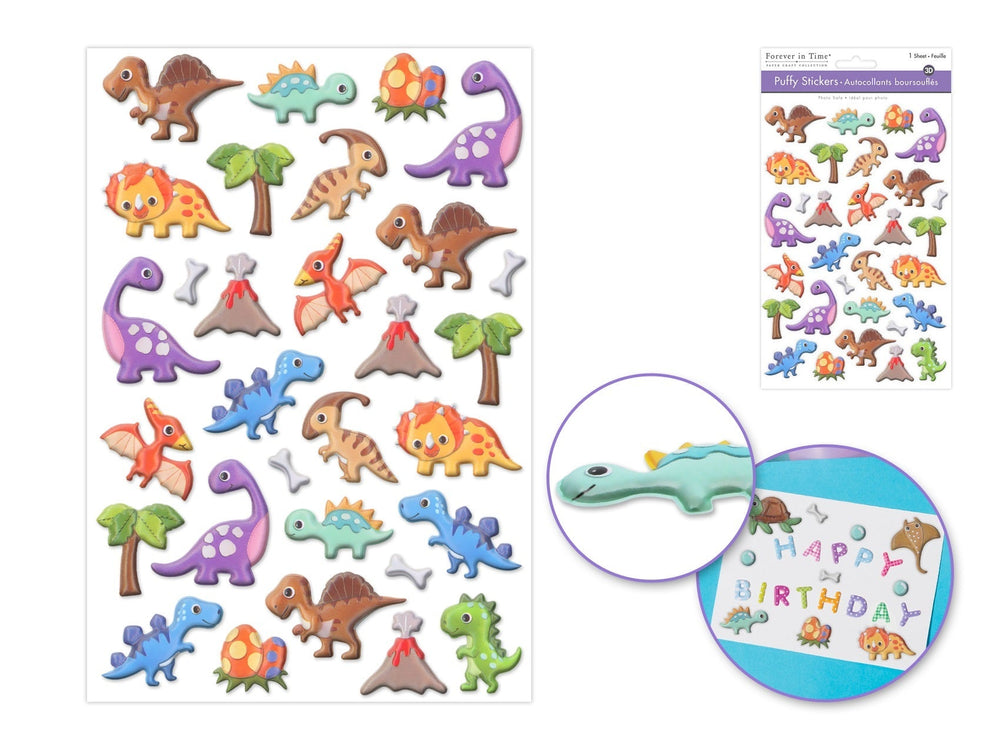 Autocollants bombés 3D dinosaures