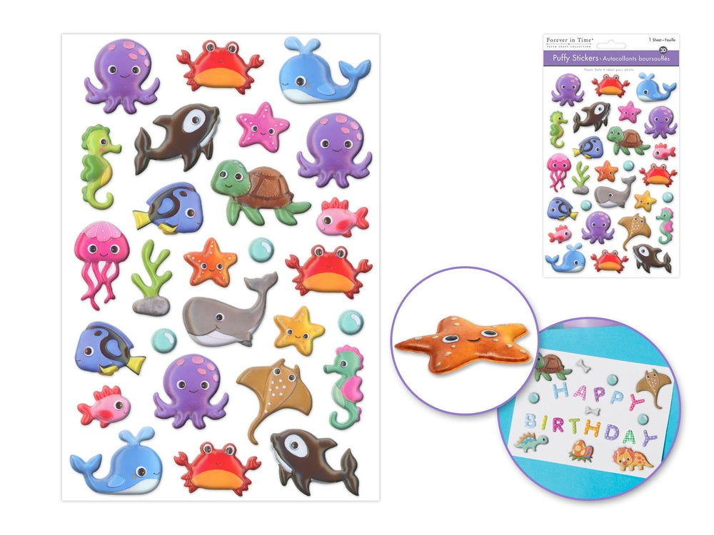 Autocollants bombés 3D animaux de la mer