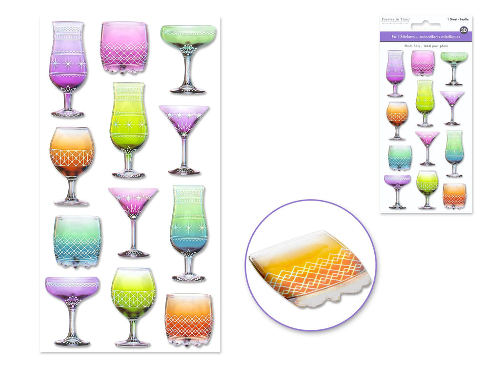 Autocollants bombés métalliques cocktail