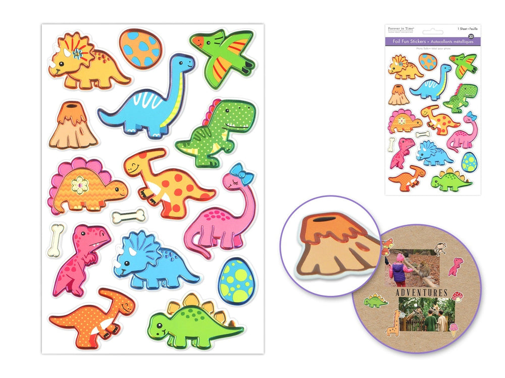 Autocollants métalliques 3D dinosaures
