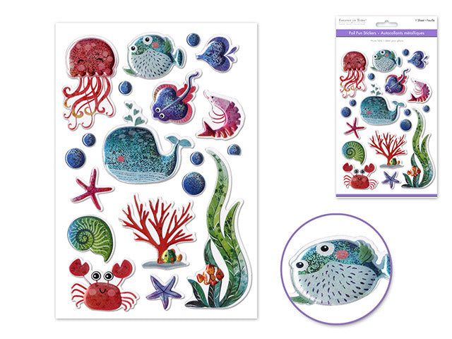 Autocollants métalliques animaux de mer