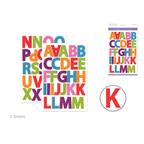 Autocollants lettre majuscule 1,37 po multicolore (2 feuilles)