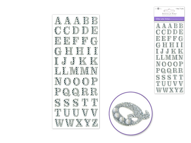 Autocollants lettres avec pierres argent