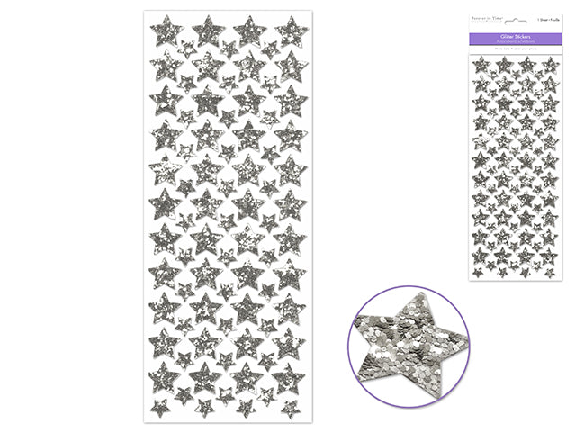 Autocollants brillants étoile argent