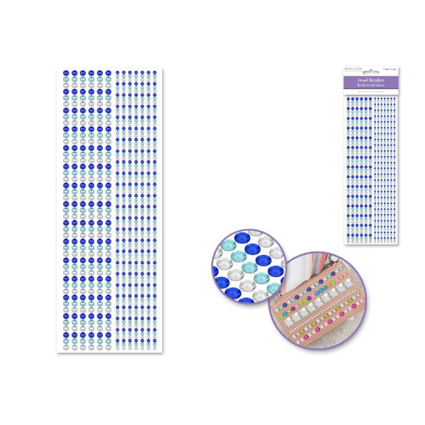 Autocollants bordure de bijoux gemme bleu