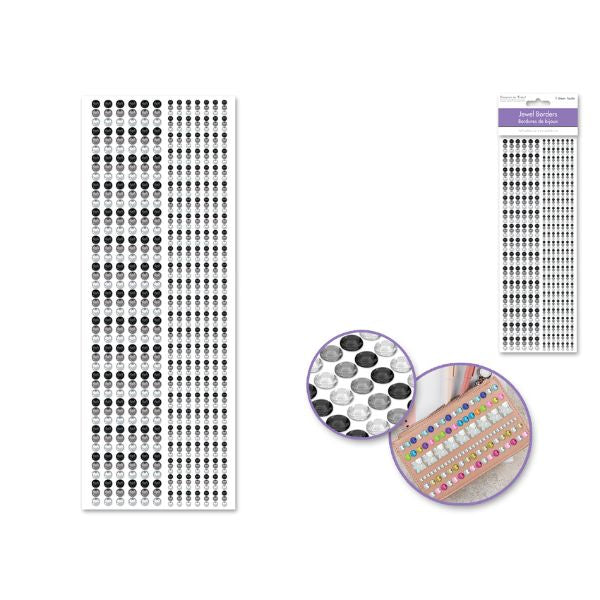 Autocollants bordure de gemme noir et gris