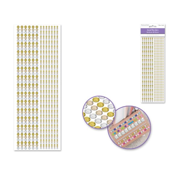 Autocollants bordure de bijoux gemme doré