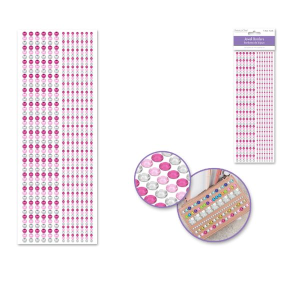 Autocollants bordure de bijoux gemme rose