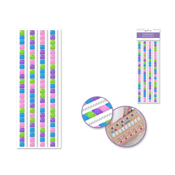 Autocollants bordure de bijoux carré multicolore
