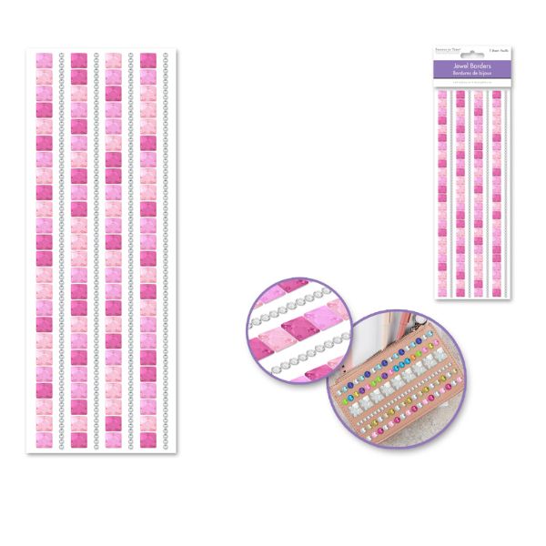 Autocollants bordure de bijoux carré rose
