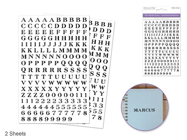 Autocollants lettres et chiffres noir fancy (paquet de 52)