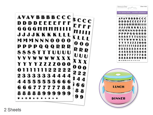 Autocollants lettres et chiffres noir block (paquet de 52)