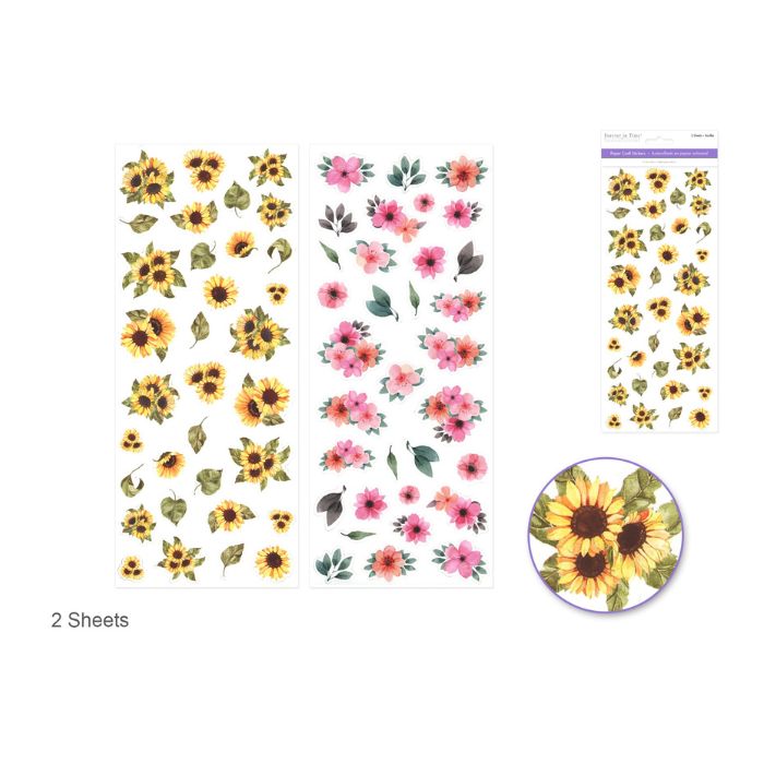 Autocollants en papier artisanal fleurs