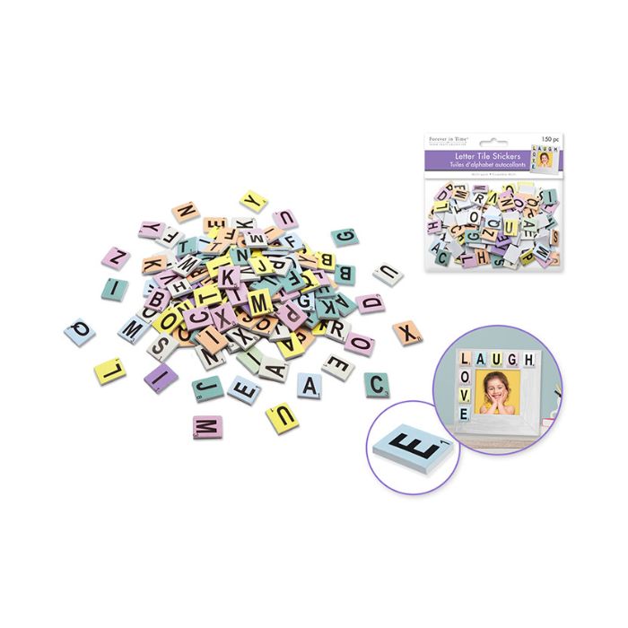 Lettres autocollantes en carton pastel (paquet de 150)