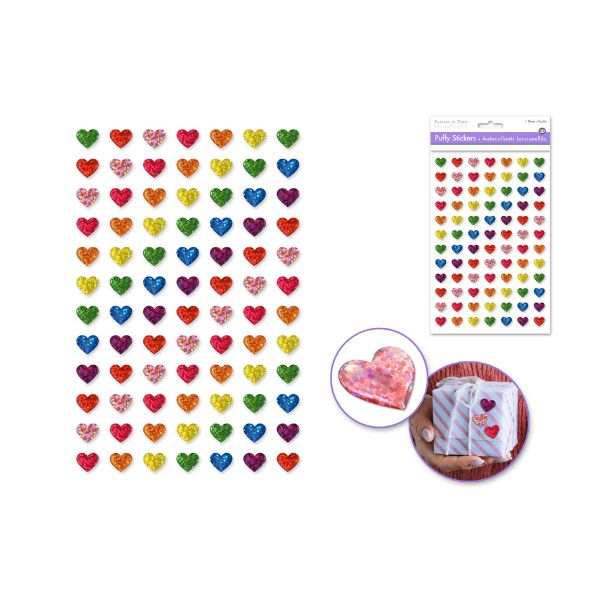 Autocollants bombés brillants coeurs multicolores