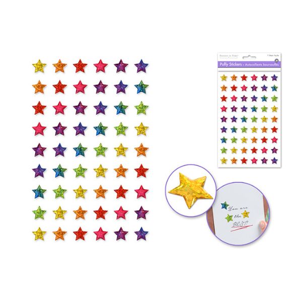 Autocollants bombés étoiles multicolores