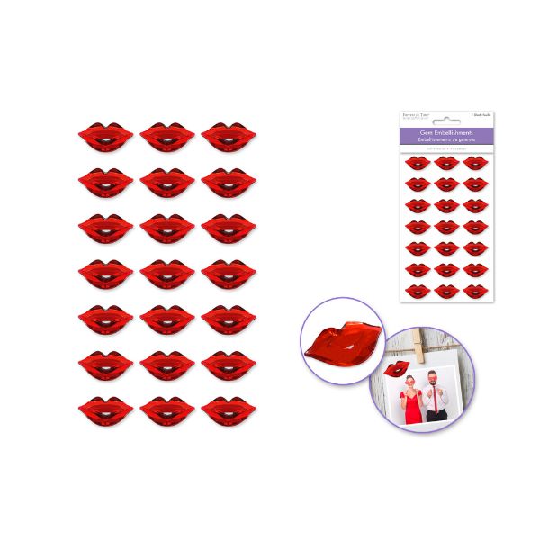 Autocollants 3D accent gemme lèvres rouges