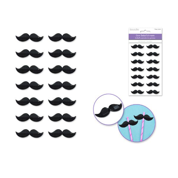 Autocollants 3D accent gemme moustache noire