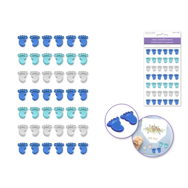 Autocollants 3D accent gemme pied de bébé bleu