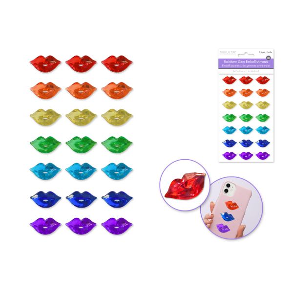 Autocollants bijoux arc-en-ciel 3D lèvres