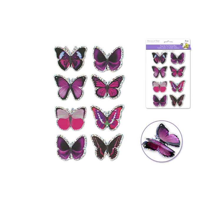 Autocollants en aluminium 3D papillon violet