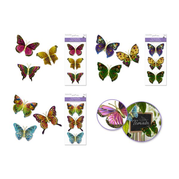 Autocollants métalliques brillants papillons